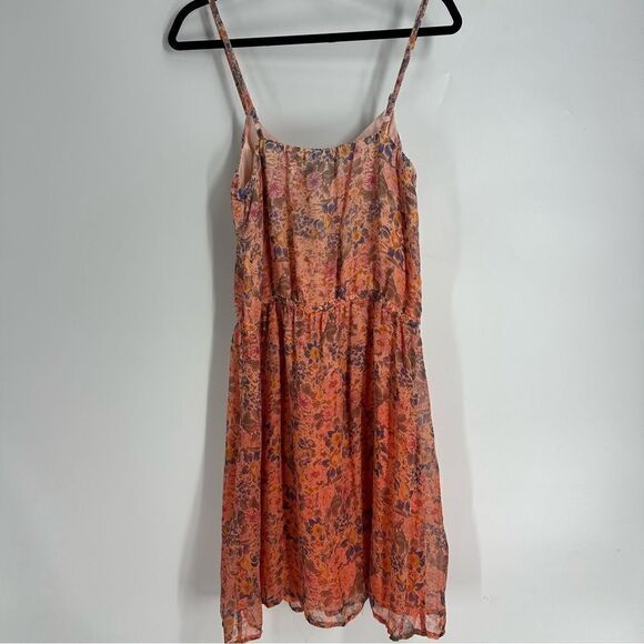 GYPSY 05 Women’s Orange Ombré Floral Printed Tank 100% Silk Dress Sz M - Picture 4 of 6